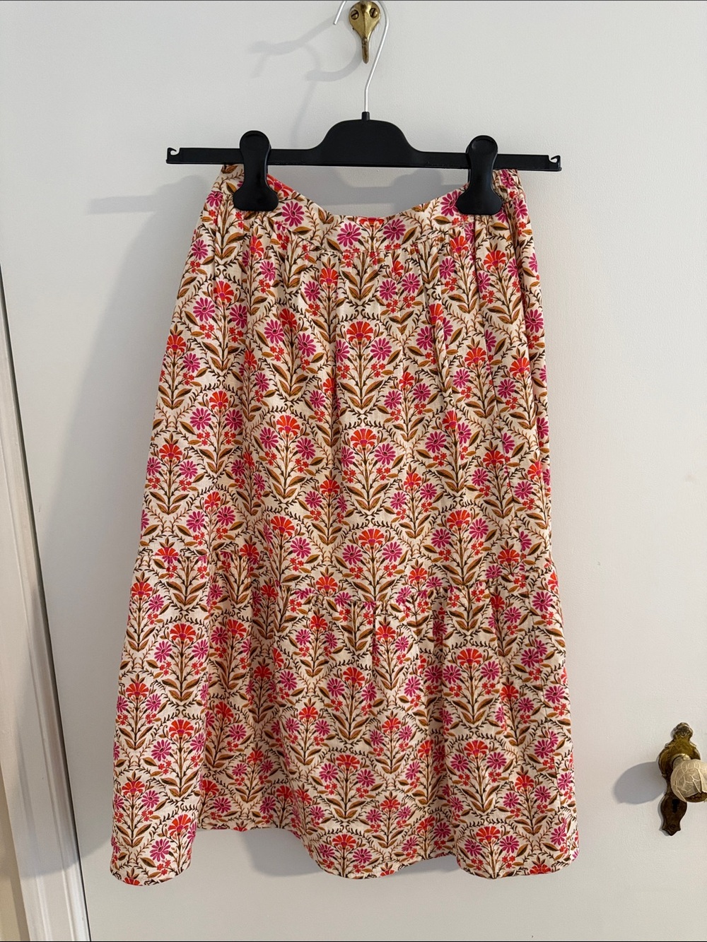 Cami NYC Floral Tiered Midi Skirt in Pink and Cream